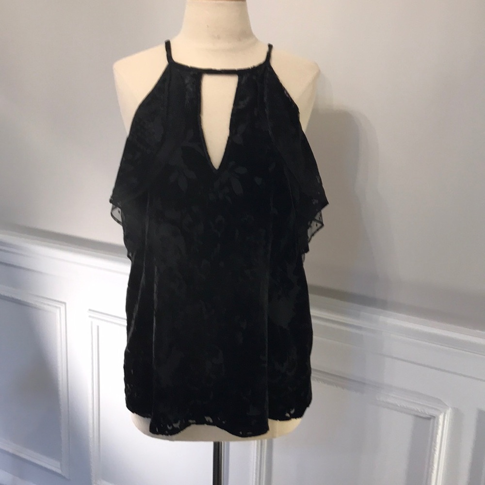 NWOT Parker Velvet Black Cold Shoulder Top Size S